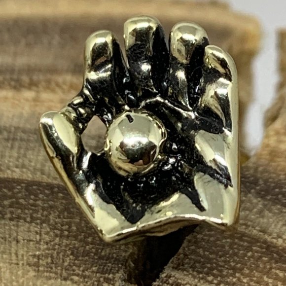 Gold Baseball Glove Cuff Links - Picture 2 of 3